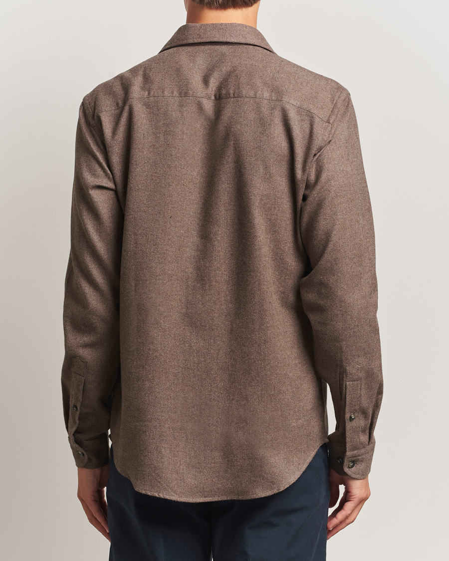 Hombres | Camisas | Eton | Casual Fit One Piece Collar Flannel Shirt Brown