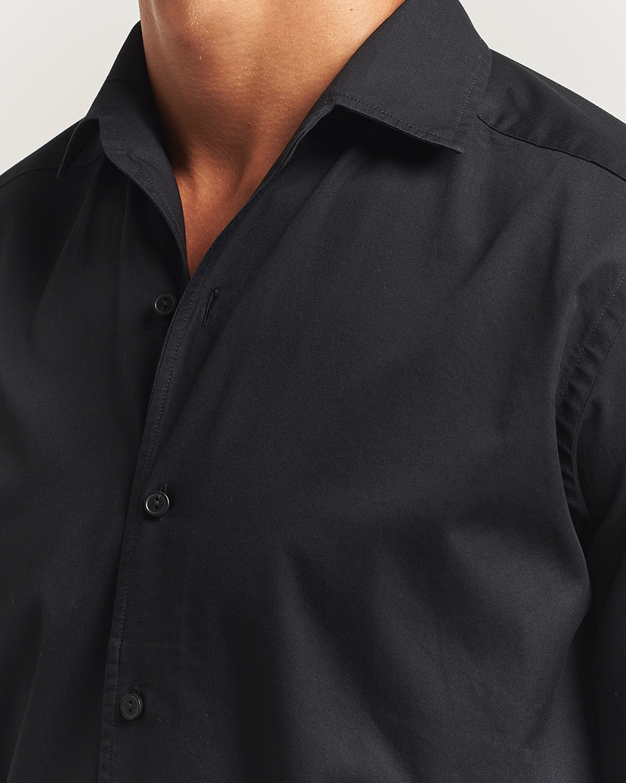 Hombres | Camisas | Eton | Casual Fit Garment Washed One Piece Collar Shirt Black