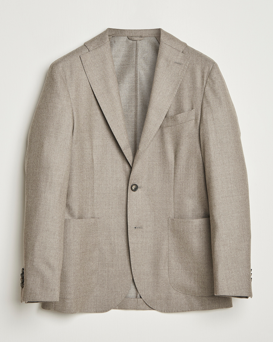Hombres | Blazers | Eton | Wool Flannel Patch Pocket Blazer Beige