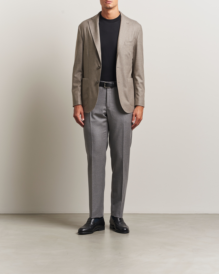 Hombres | Blazers | Eton | Wool Flannel Patch Pocket Blazer Beige