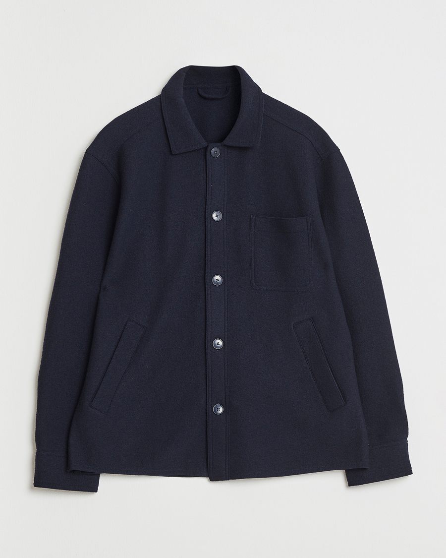 Hombres | Camisas | Eton | Boiled Wool Overshirt Navy