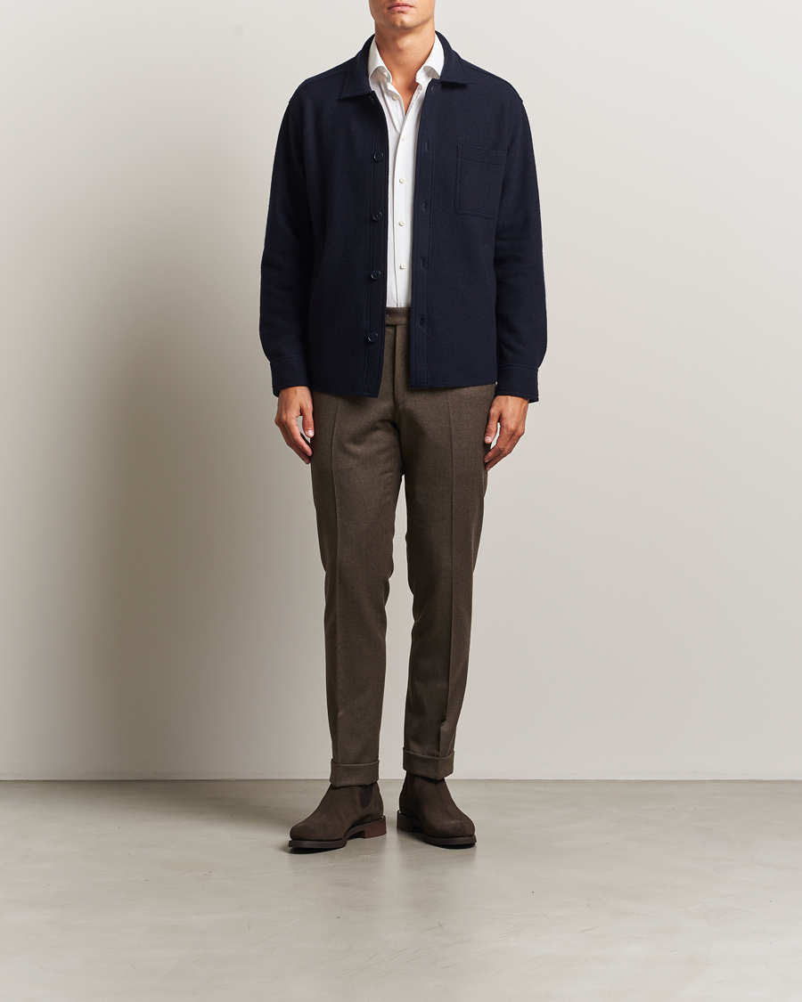 Hombres | Camisas | Eton | Boiled Wool Overshirt Navy
