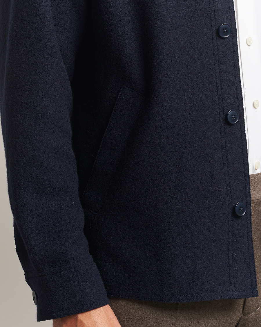 Hombres | Camisas | Eton | Boiled Wool Overshirt Navy