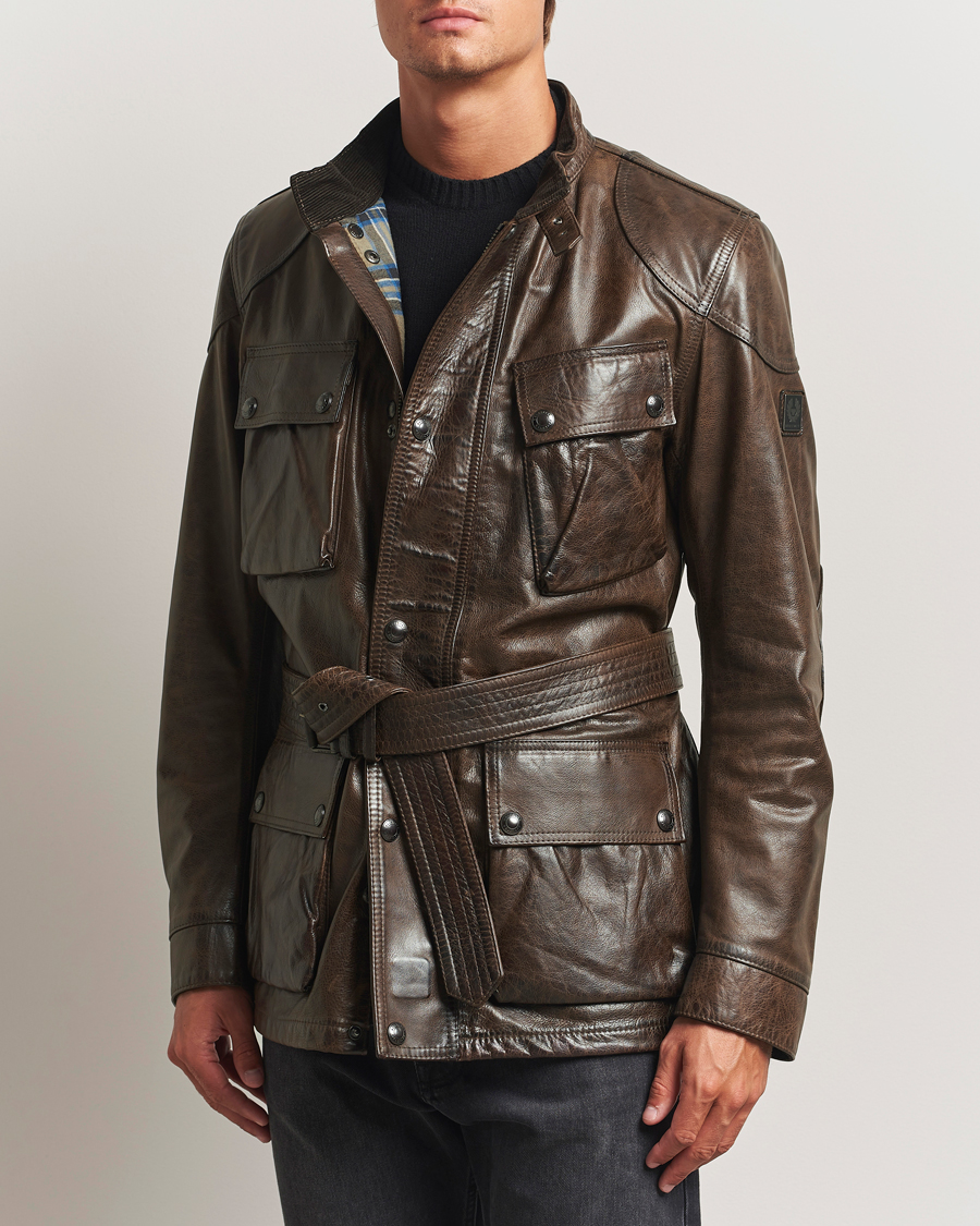 ジャケット・アウター BELSTAFF LEATHER JACKET DARK SAND Belstaff Trailmaster Panther Leather Jacket Dark Earth en
