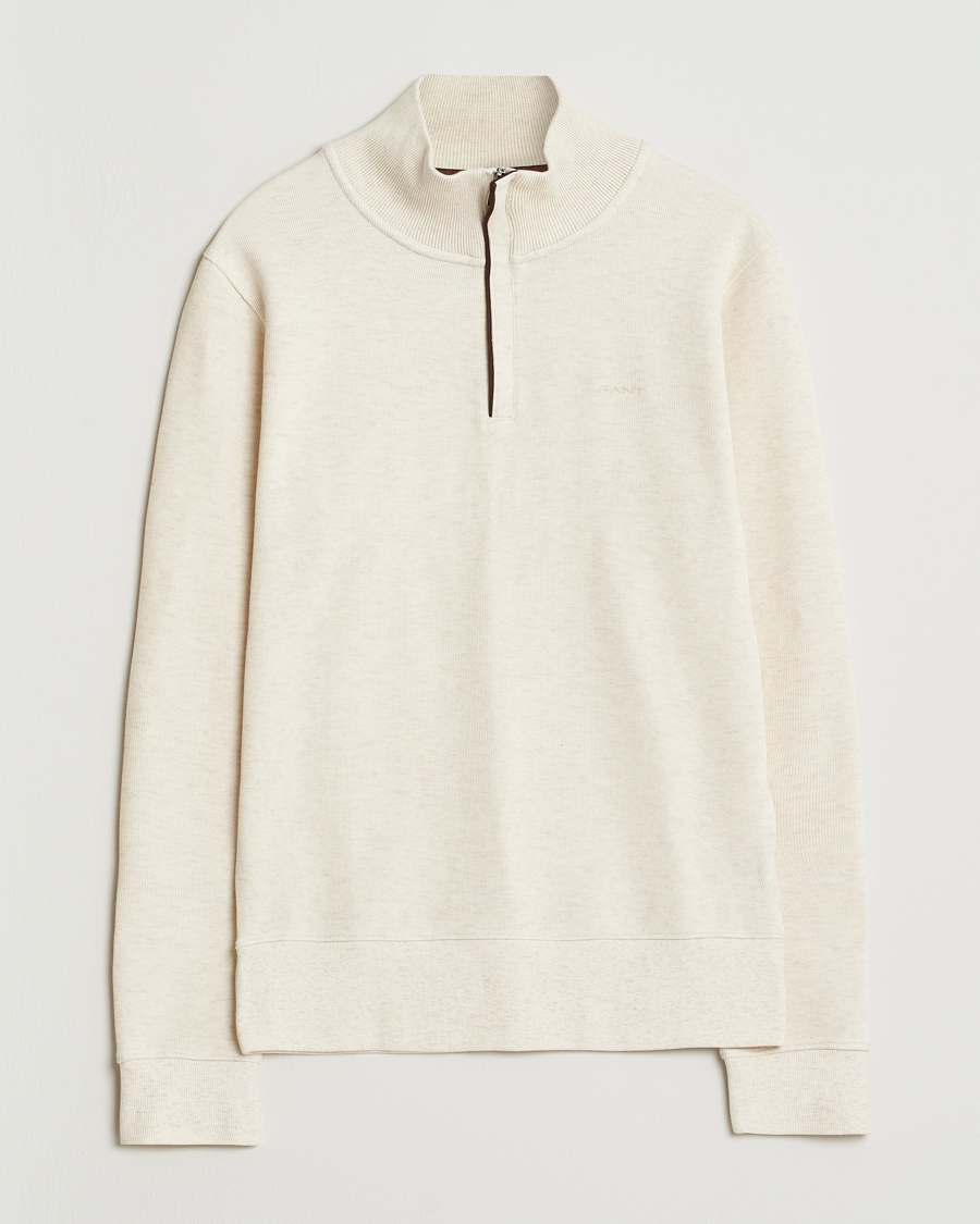 Hombres | Jerséis y prendas de punto | GANT | Sacker Rib Half Zip Cream