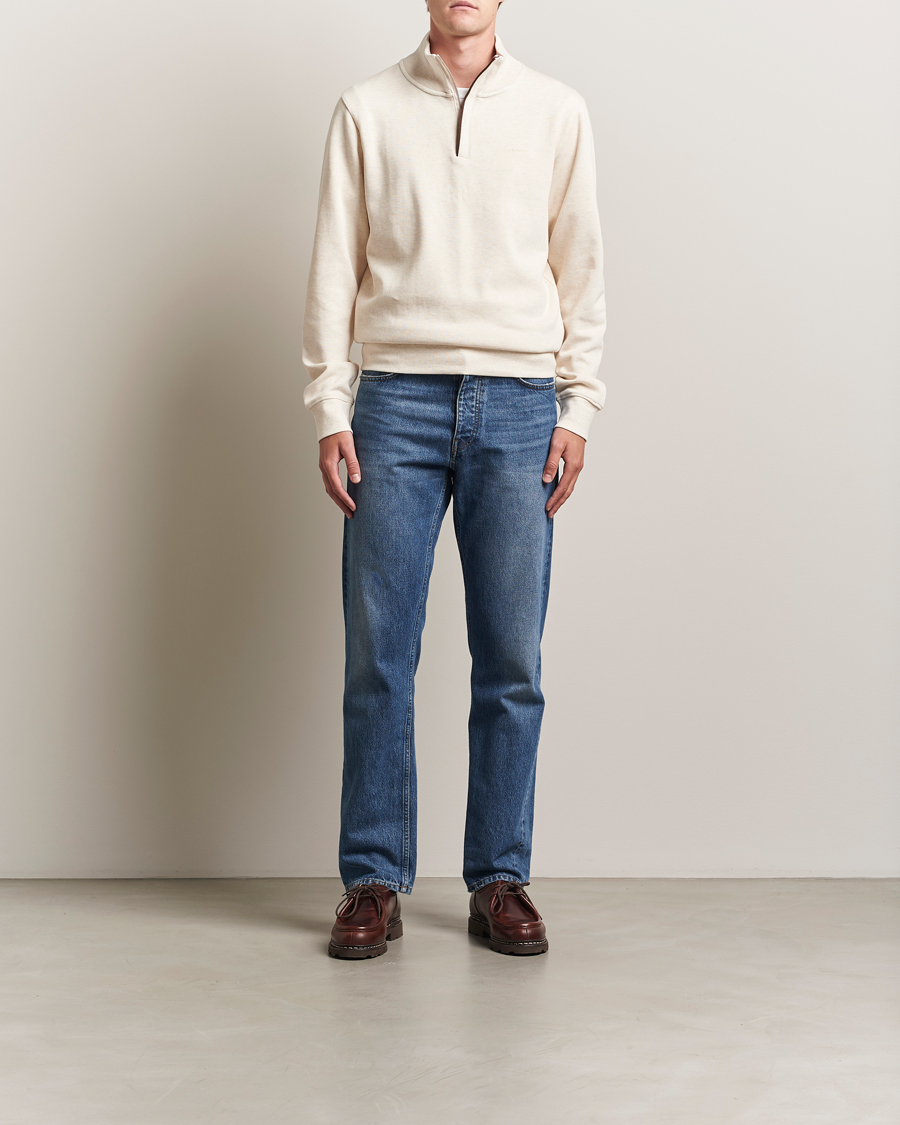 Hombres | Jerséis y prendas de punto | GANT | Sacker Rib Half Zip Cream