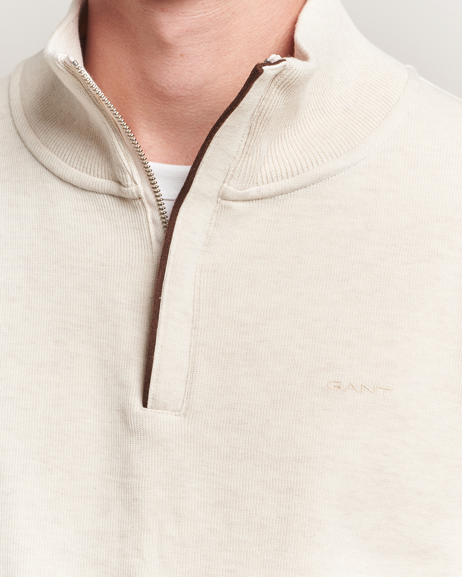 Hombres | Jerséis y prendas de punto | GANT | Sacker Rib Half Zip Cream