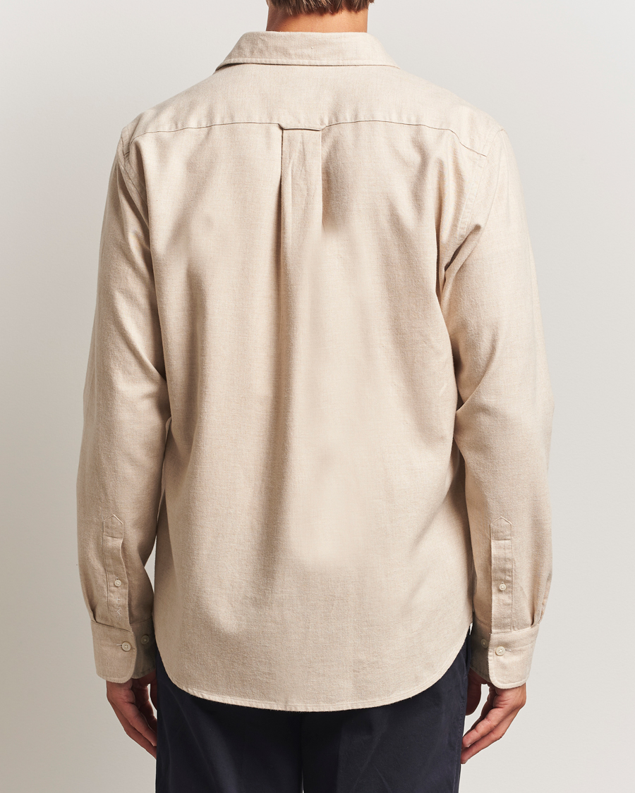 Hombres | Camisas | GANT | Regular Fit Flannel Shirt Light Beige Melange