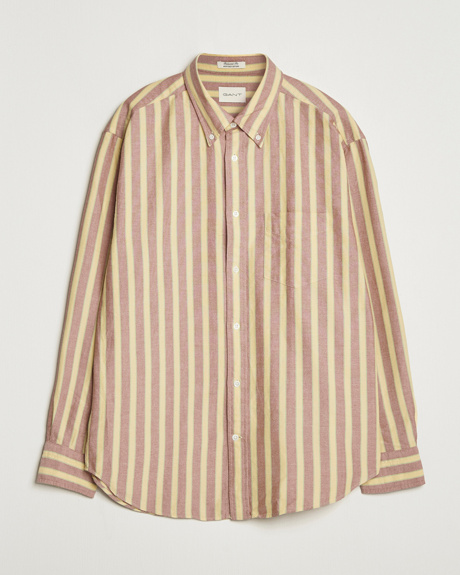 Hombres | Camisas | Gant | Relaxed Fit Striped Heritage Oxford Shirt Modern Rust
