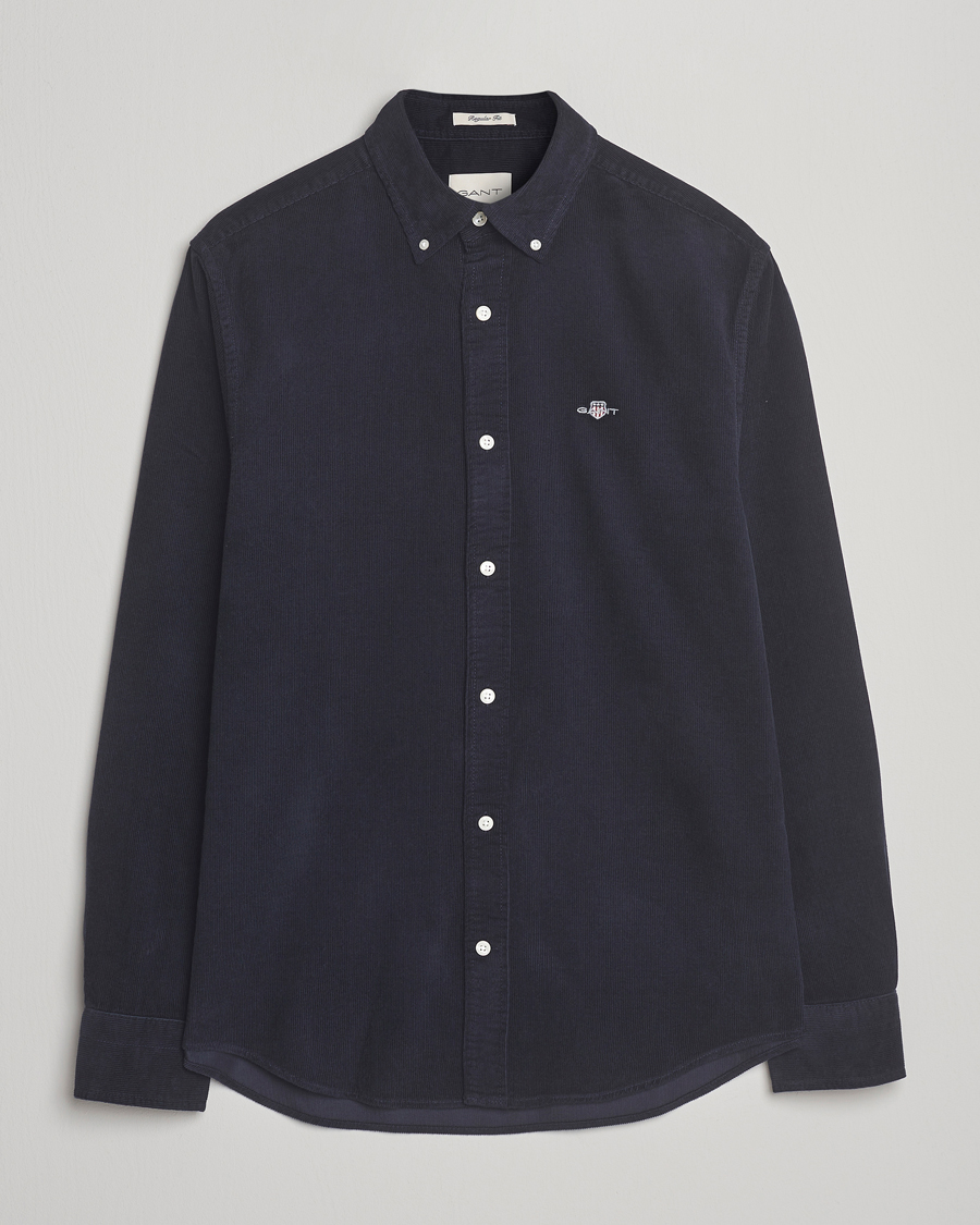 Hombres | Camisas | Gant | Regular Fit Corduroy Shirt Evening Blue