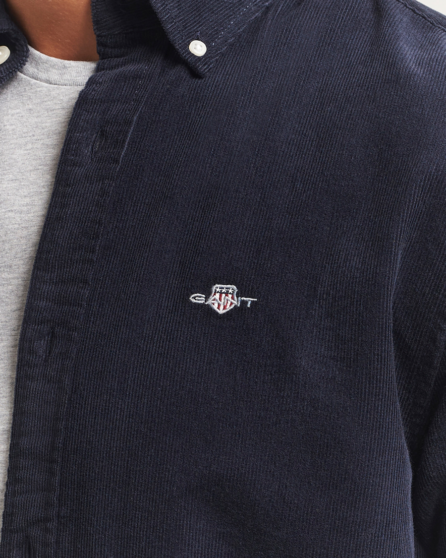 Hombres | Camisas | Gant | Regular Fit Corduroy Shirt Evening Blue