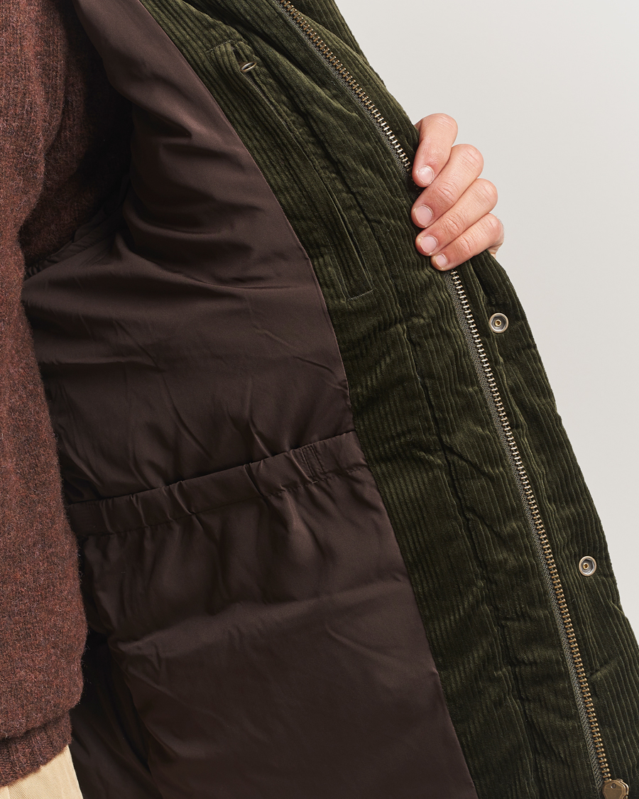 Hombres | Abrigos y chaquetas | GANT | Corduroy Down Hooded Puffer Jacket Green Lagoon
