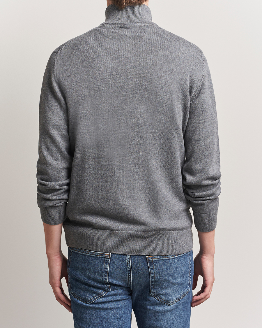 Hombres | Jerséis y prendas de punto | Gant | Casual Cotton Full Zip Dark Grey Melange