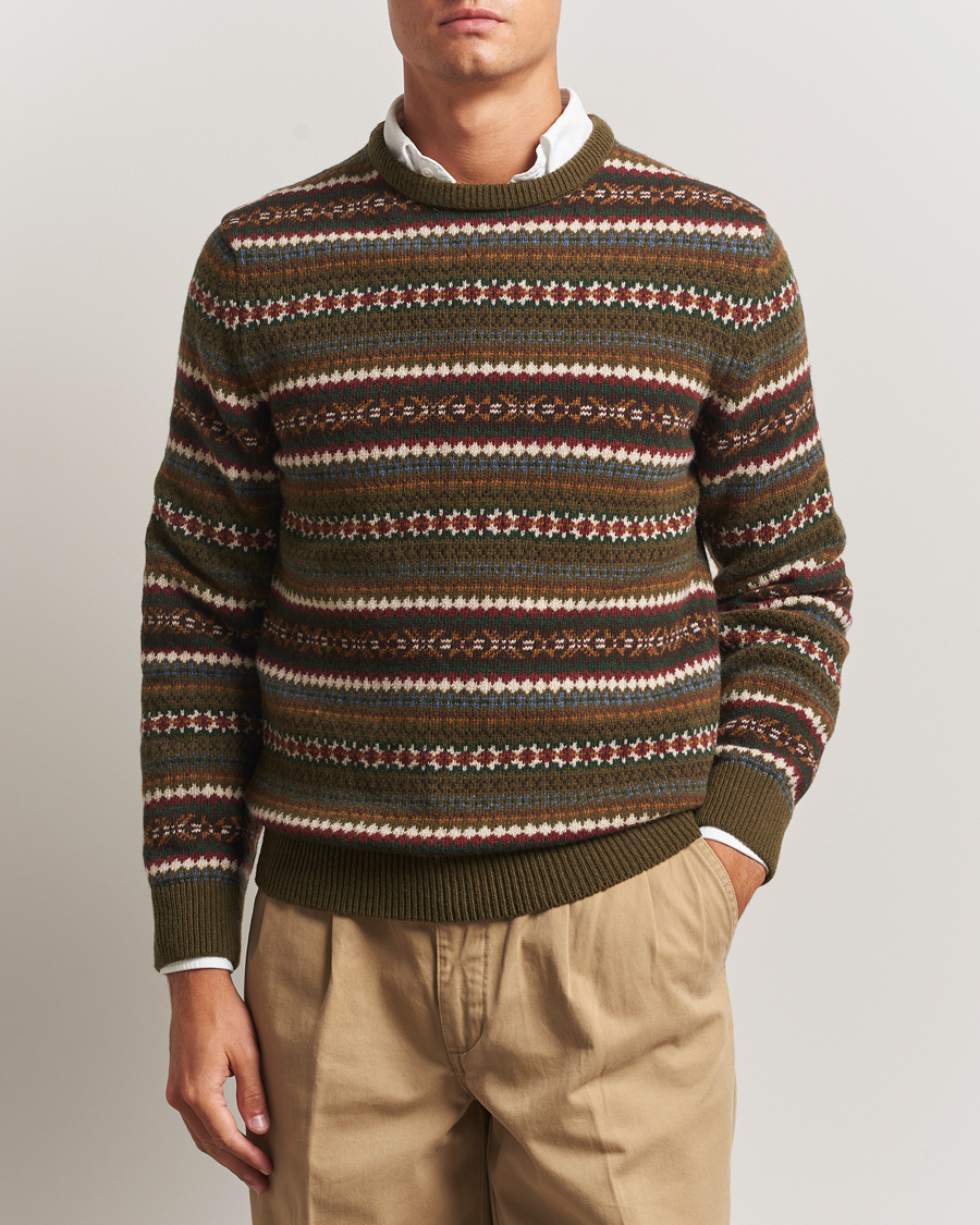 Hombres | Jerséis y prendas de punto | Gant | Fair Isle Knitted Crew Neck Sweater Country Green