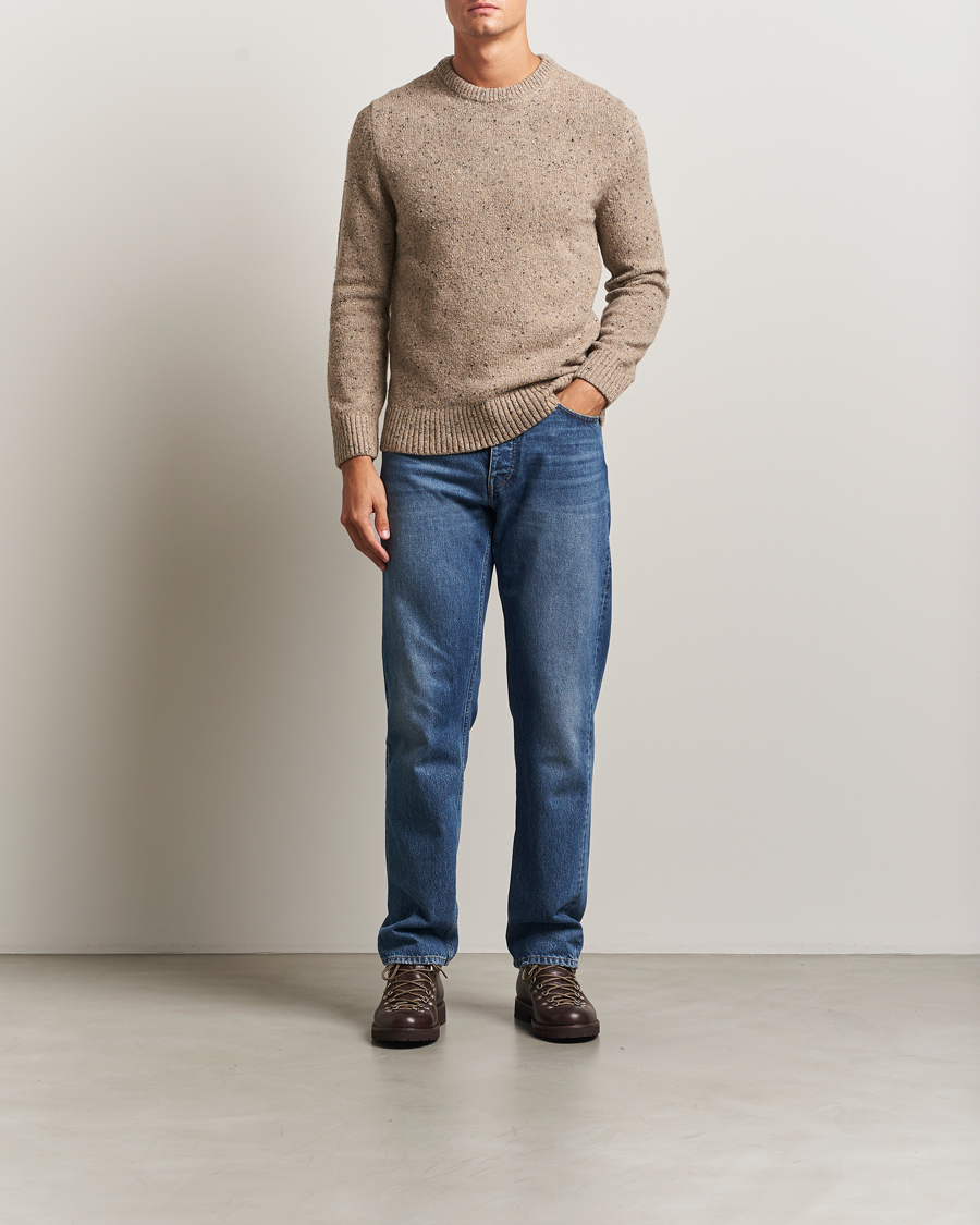 Hombres | Jerséis y prendas de punto | Gant | Neps Wool Crew Neck Sand Melange