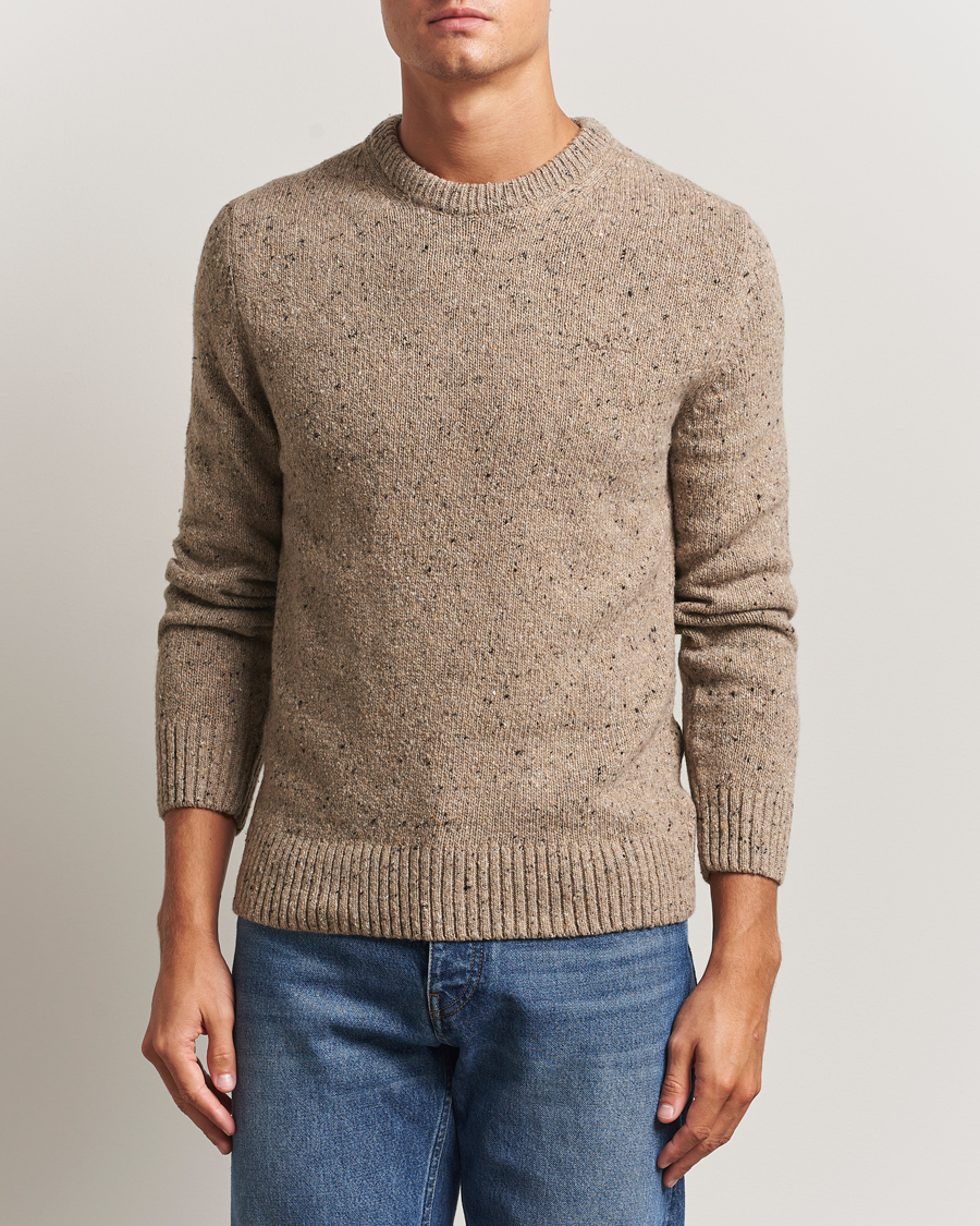 Hombres | Jerséis y prendas de punto | Gant | Neps Wool Crew Neck Sand Melange