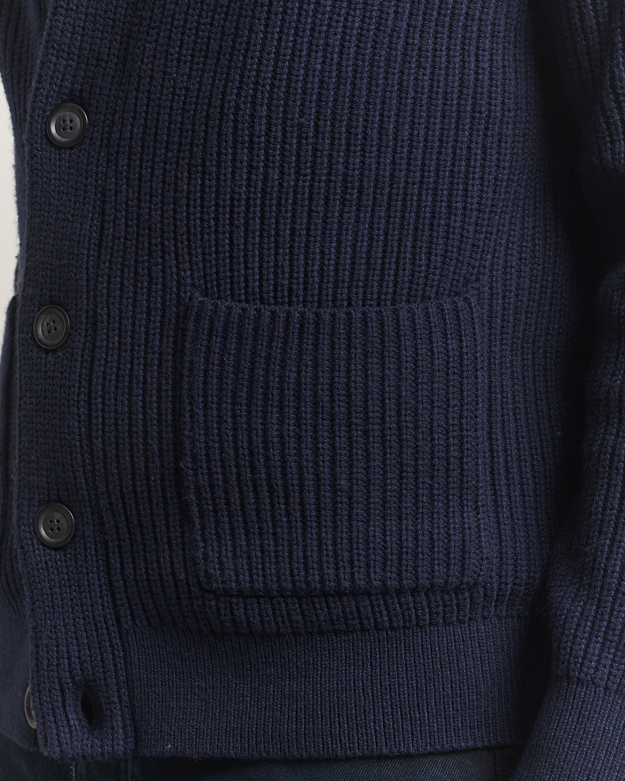 Hombres | Jerséis y prendas de punto | GANT | Wool Knitted Shawl Collar Cardigan Evening Blue