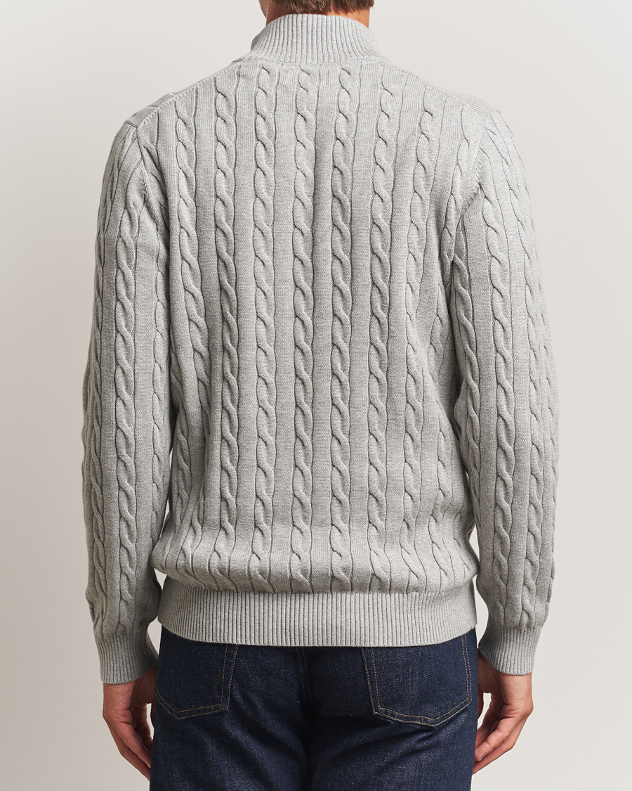 GANT Cotton Cable Half Zip Grey Melange en CareOfCarl.es