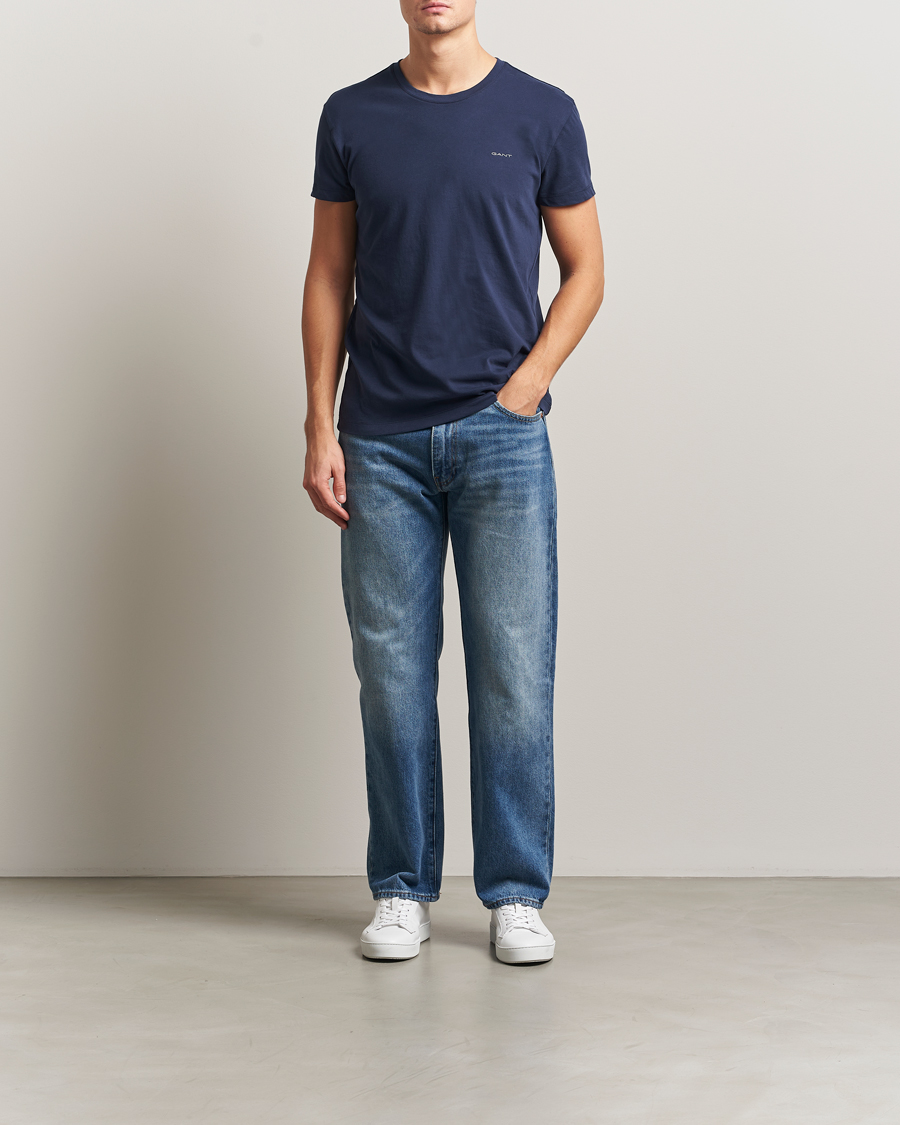 Hombres | Camisetas | GANT | 2-Pack Crew Neck T-Shirt Light Grey/Navy