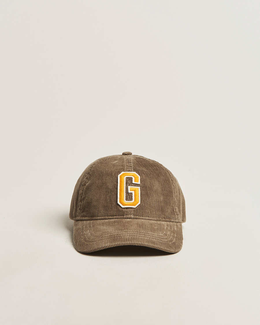 Hombres | Sombreros y gorras | GANT | G Badge Corduroy Cap Taupe Beige