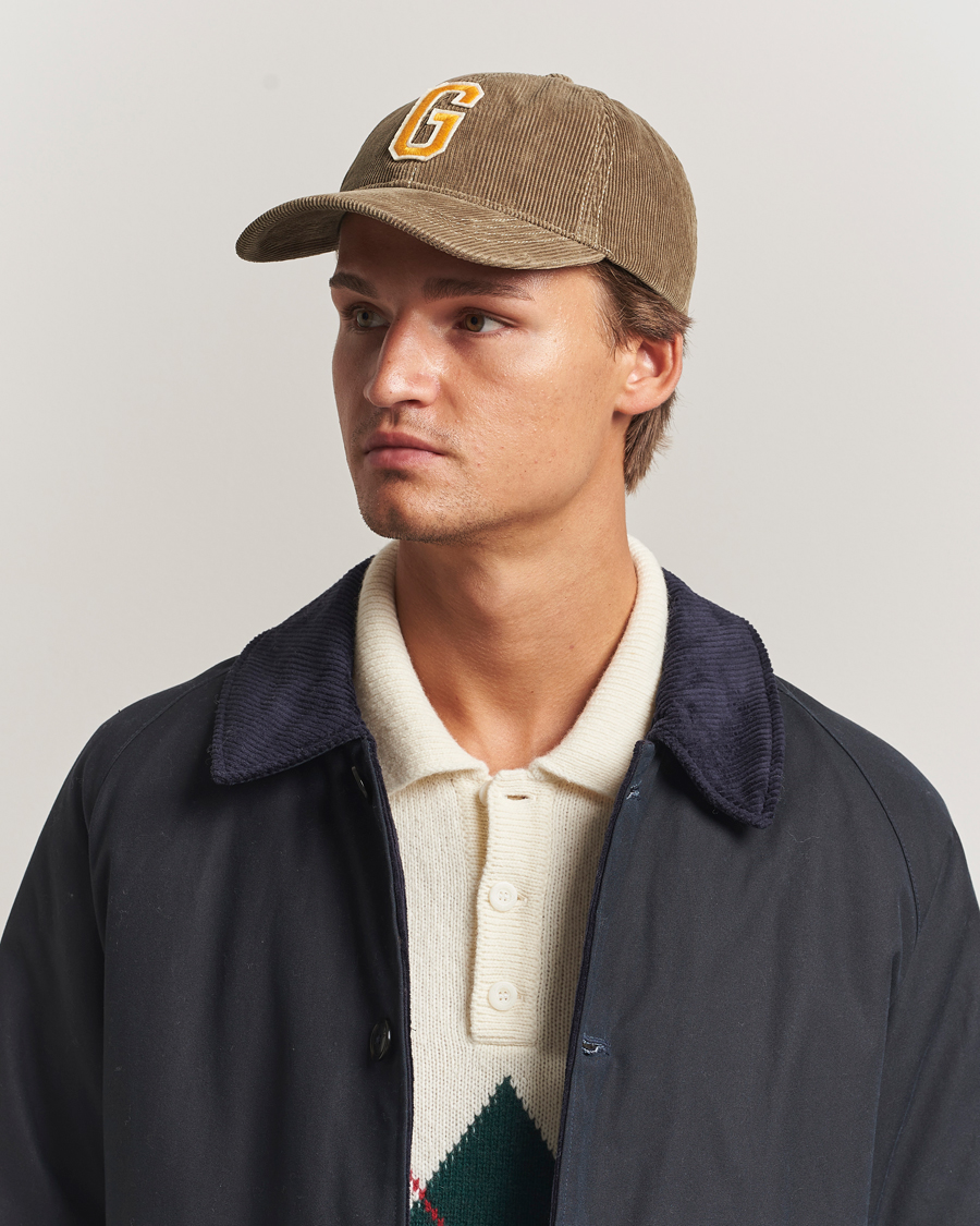 Hombres | Sombreros y gorras | GANT | G Badge Corduroy Cap Taupe Beige