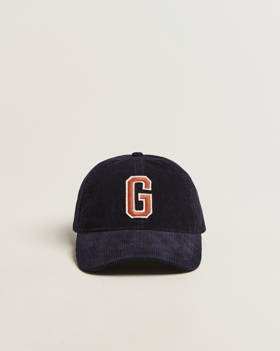 Hombres | GANT G Badge Corduroy Cap Evening Blue | GANT | G Badge Corduroy Cap Evening Blue