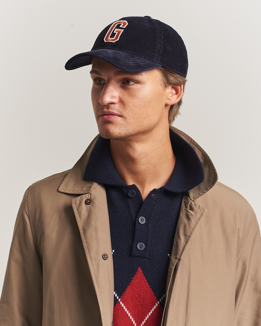 Hombres | GANT G Badge Corduroy Cap Evening Blue | GANT | G Badge Corduroy Cap Evening Blue