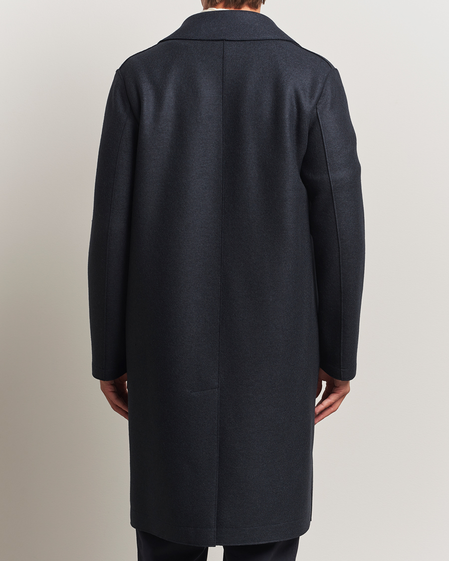 Hombres | Abrigos y chaquetas | Harris Wharf London | Pressed Wool Long Peacoat Dark Blue