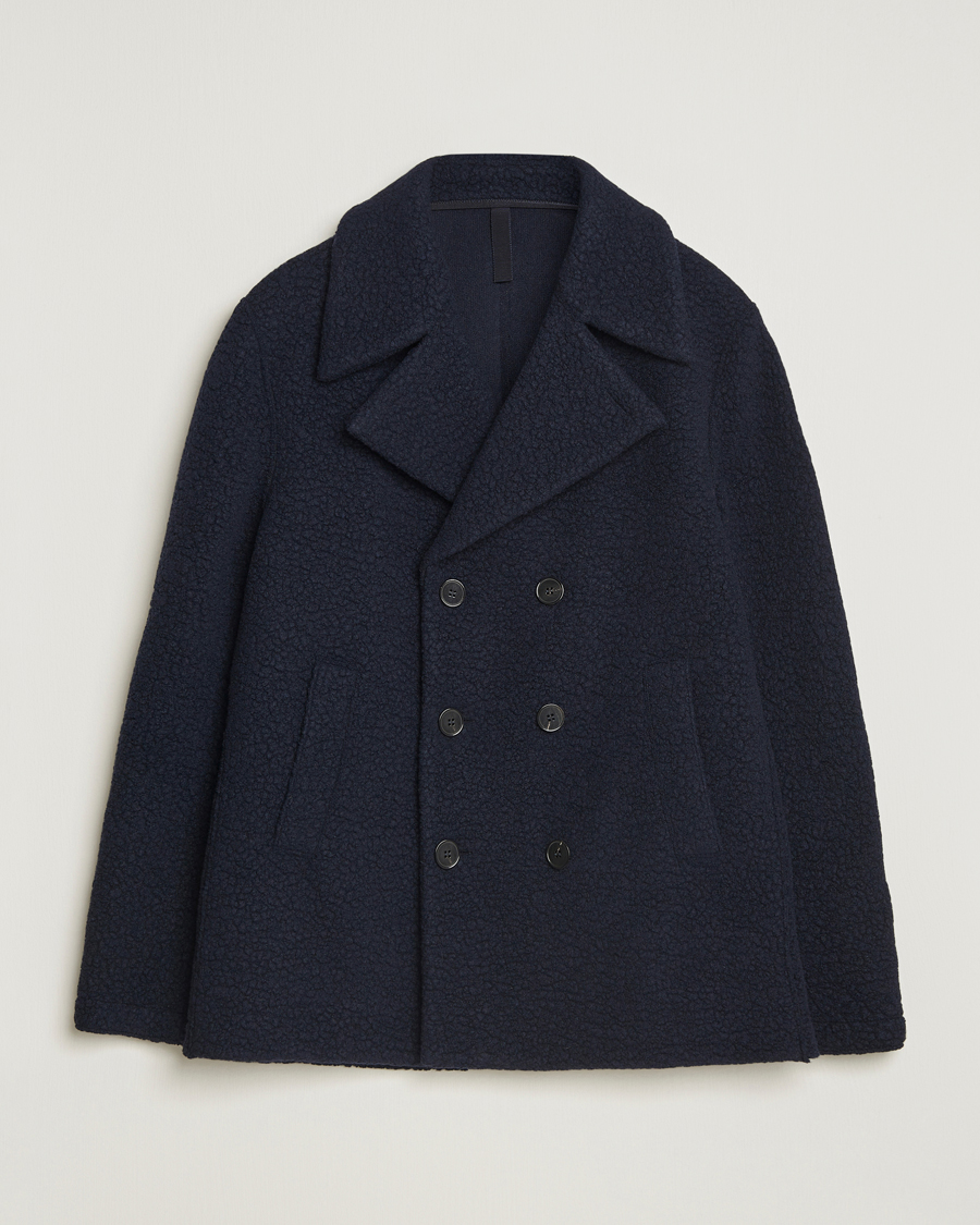 Hombres | Abrigos y chaquetas | Harris Wharf London | Boucle Peacoat Navy
