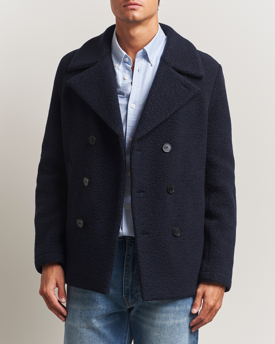 Hombres | Abrigos y chaquetas | Harris Wharf London | Boucle Peacoat Navy