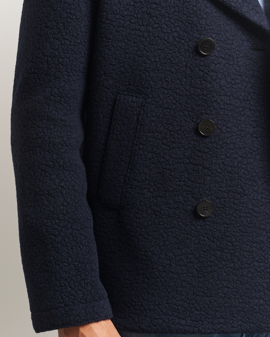 Hombres | Abrigos y chaquetas | Harris Wharf London | Boucle Peacoat Navy
