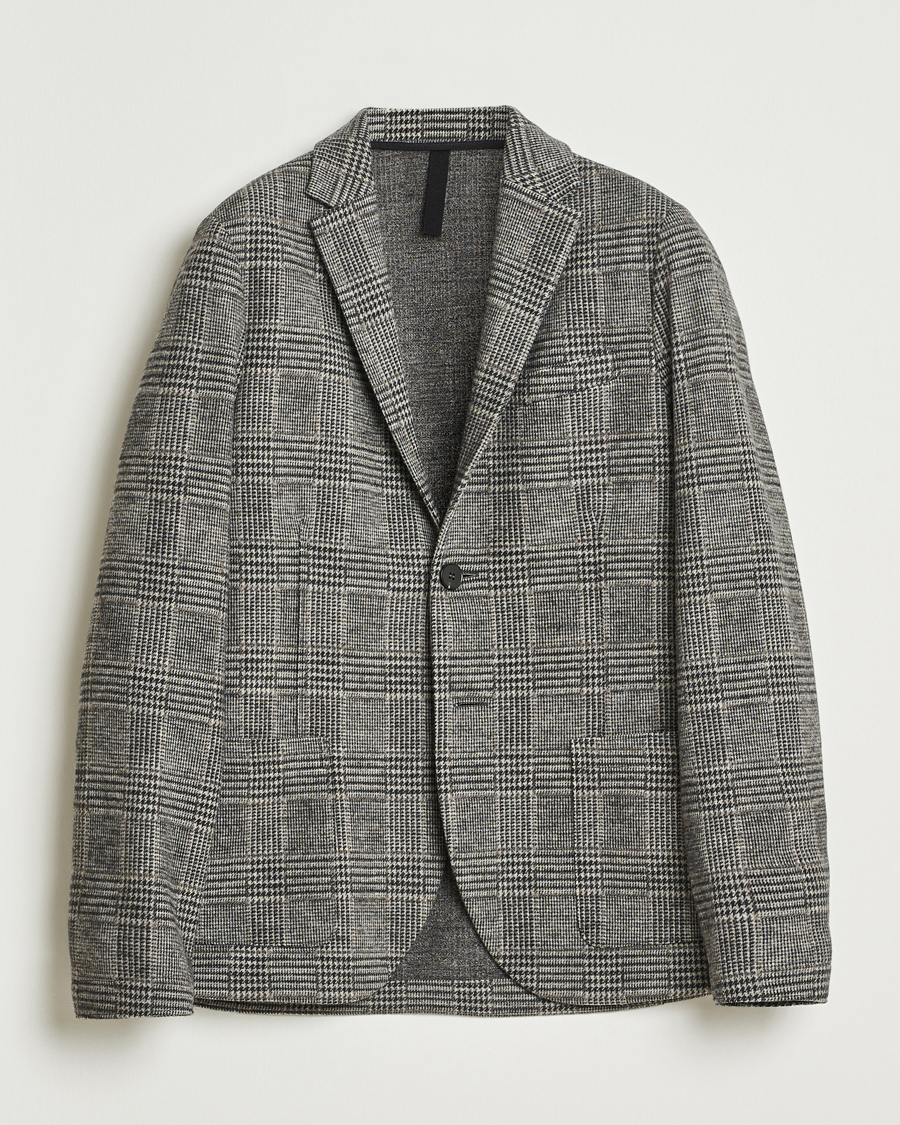 Hombres | Blazers | Harris Wharf London | Two Button Loro Piana Checked Wool Blazer Black/White