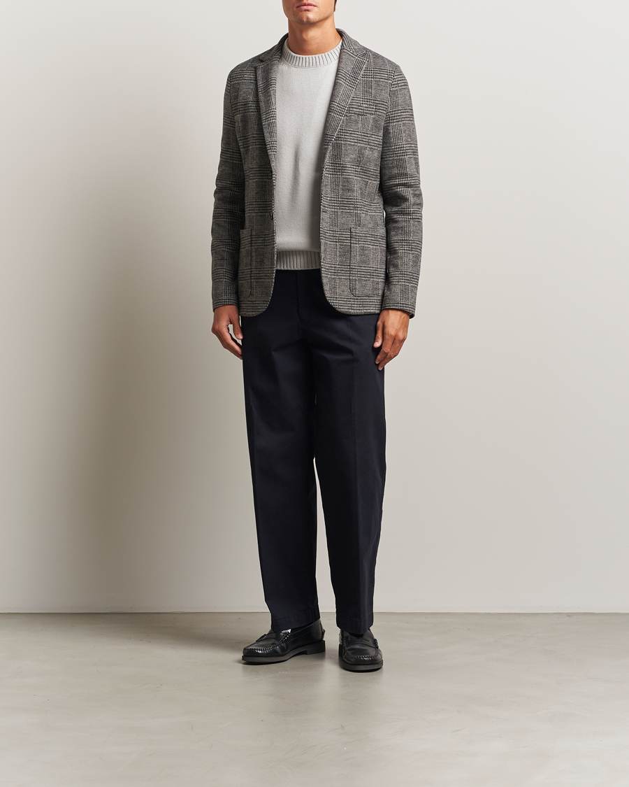 Hombres | Blazers | Harris Wharf London | Two Button Loro Piana Checked Wool Blazer Black/White