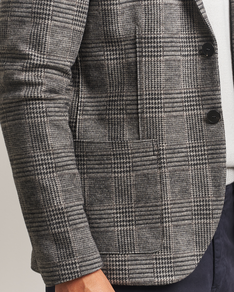 Hombres | Blazers | Harris Wharf London | Two Button Loro Piana Checked Wool Blazer Black/White