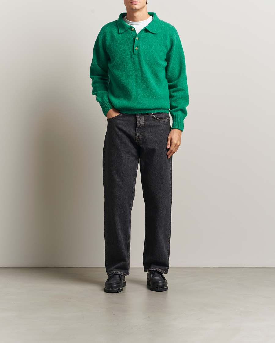 Hombres | Jerséis y prendas de punto | Howlin' | Brushed Wool Polo Greendream