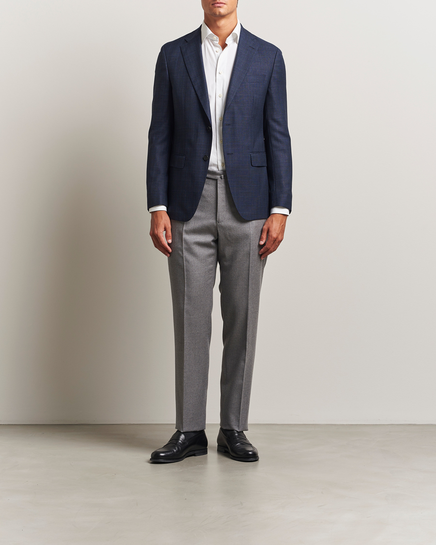 Hombres | Blazers | BOSS BLACK | Hutson Wool Checked Blazer Open Blue