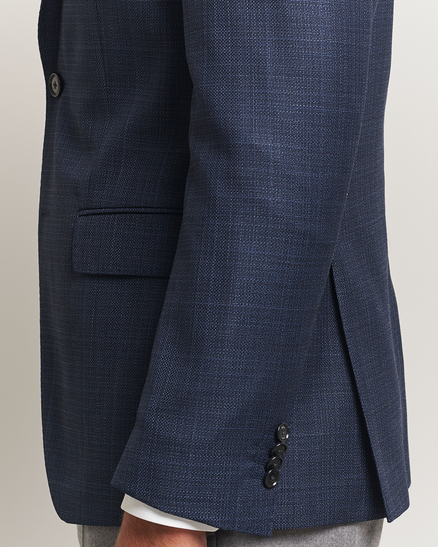 Hombres | Blazers | BOSS BLACK | Hutson Wool Checked Blazer Open Blue