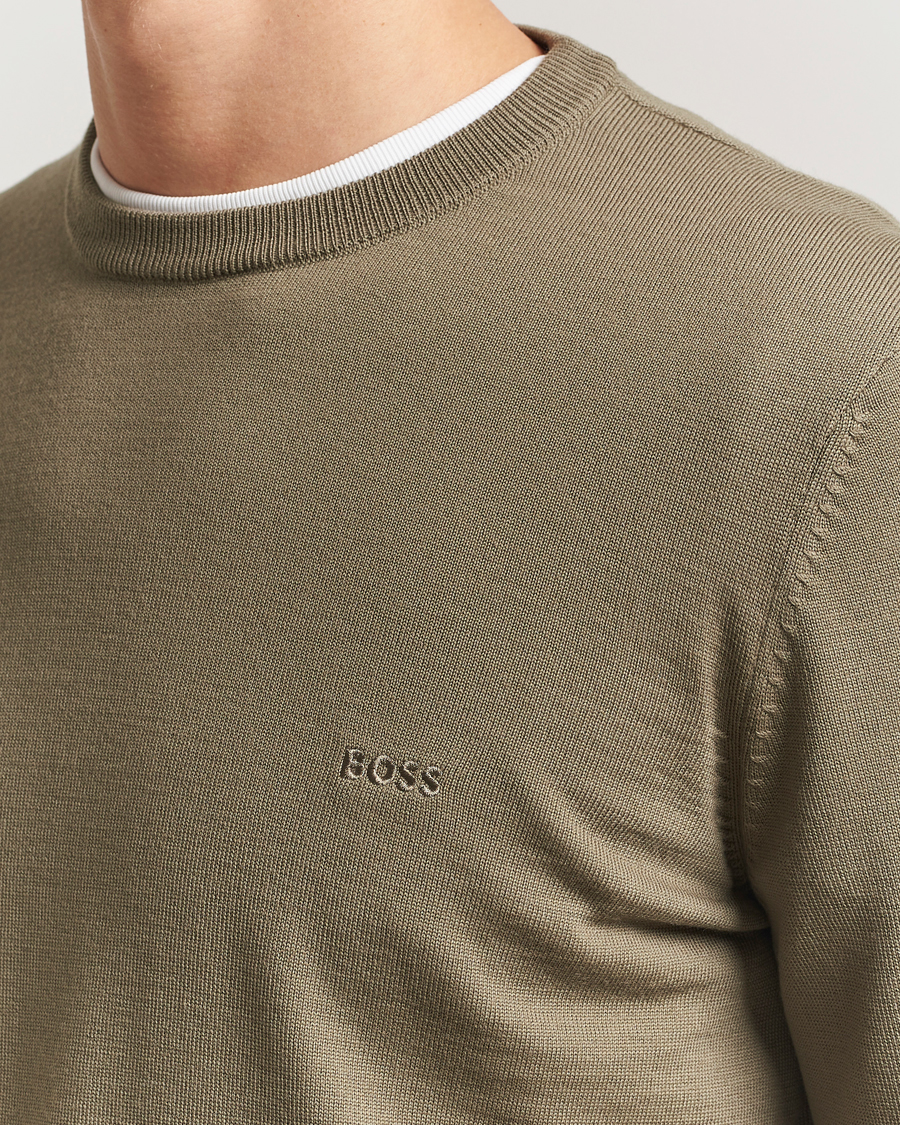 Hombres | Jerséis y prendas de punto | BOSS BLACK | Botto Merino Knitted Pullover Open Brown