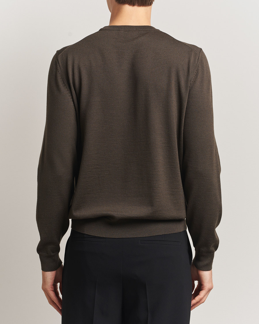Hombres | Jerséis y prendas de punto | BOSS BLACK | Botto Merino Knitted Pullover Open Green