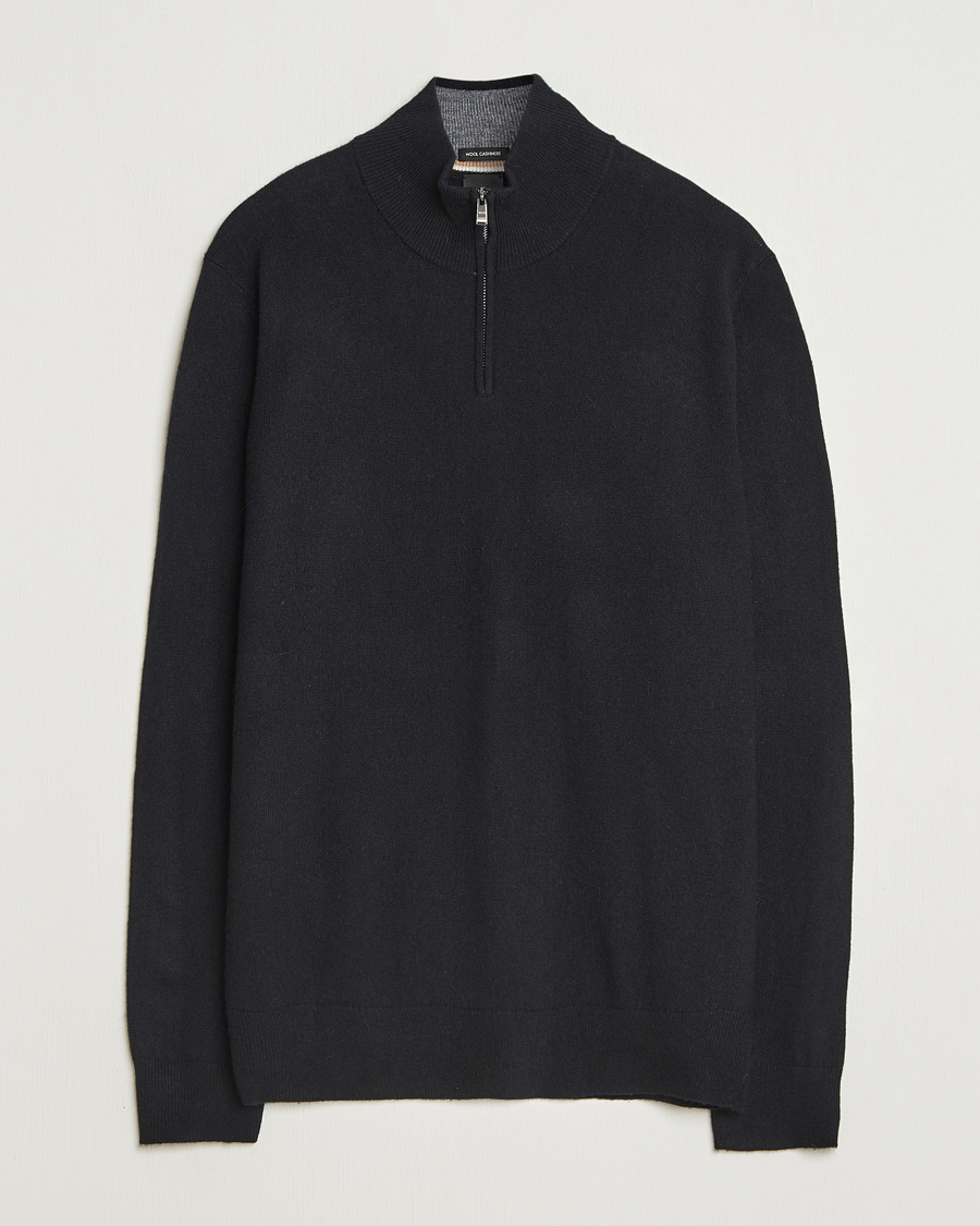 Hombres | Jerséis y prendas de punto | BOSS BLACK | Hemarlo Wool/Cashmere Half Zip Black