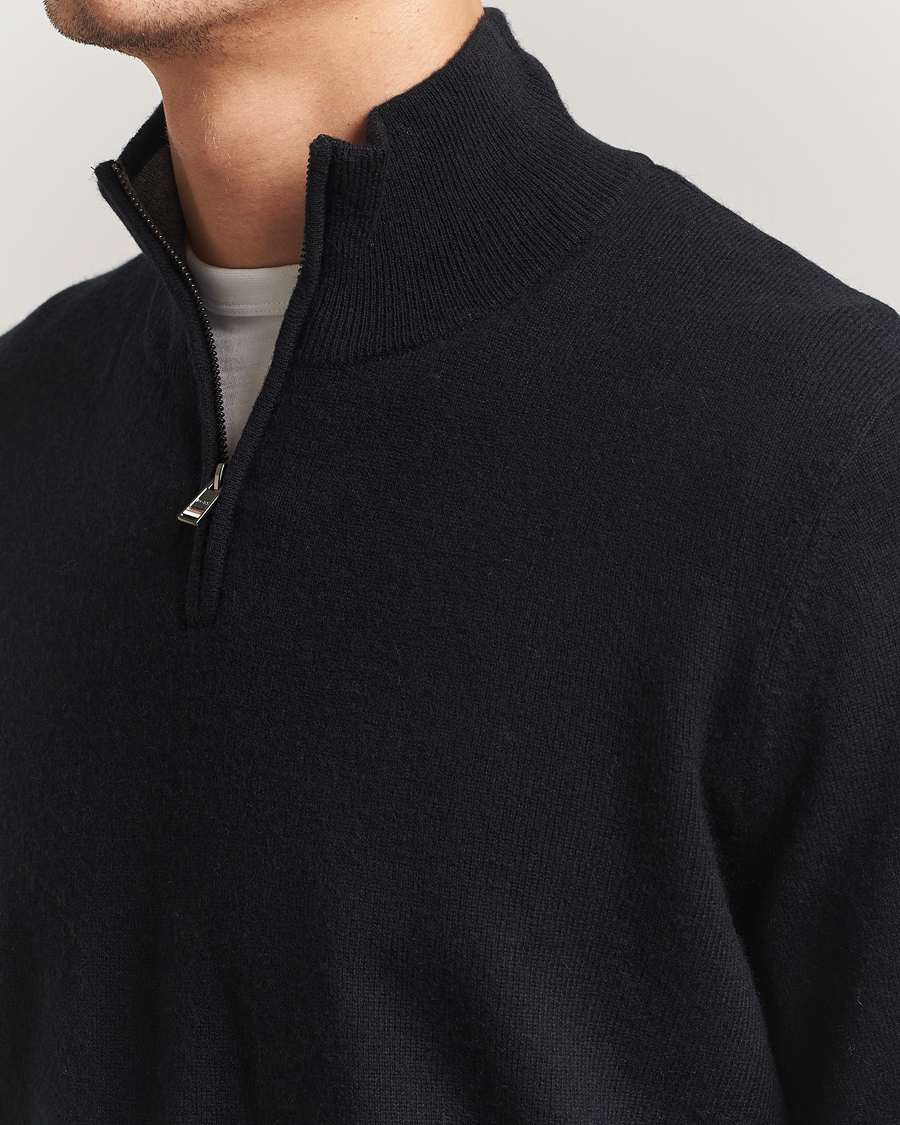 Hombres | Jerséis y prendas de punto | BOSS BLACK | Hemarlo Wool/Cashmere Half Zip Black