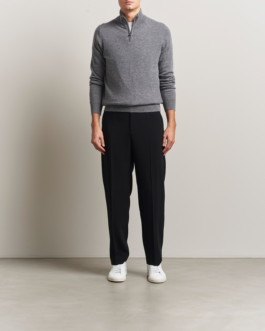 Hombres | Jerséis y prendas de punto | BOSS BLACK | Hemarlo Wool/Cashmere Half Zip Medium Grey
