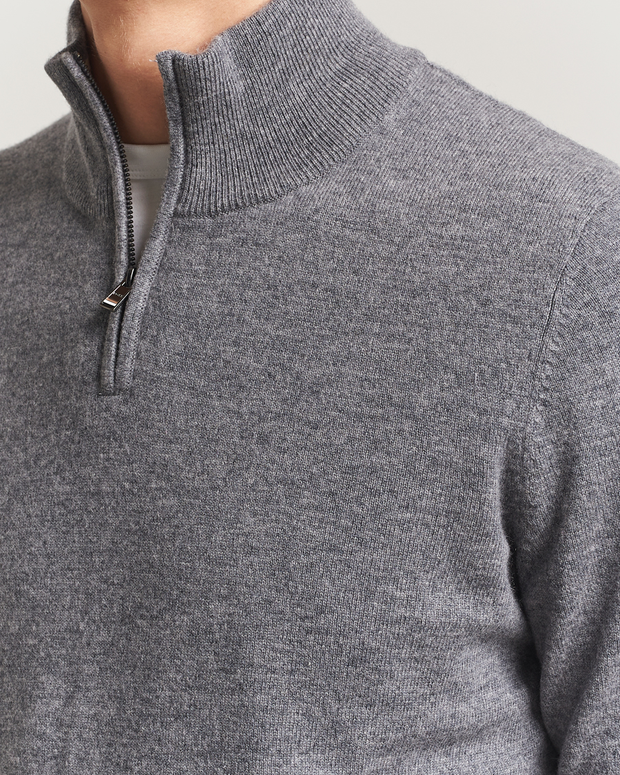 Hombres | Jerséis y prendas de punto | BOSS BLACK | Hemarlo Wool/Cashmere Half Zip Medium Grey