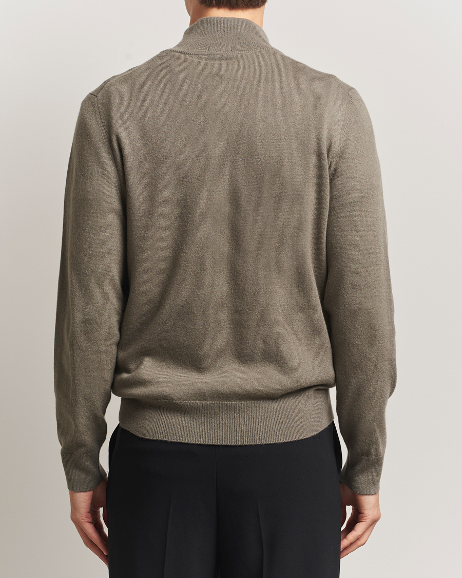 Hombres | Jerséis y prendas de punto | BOSS BLACK | Hemarlo Wool/Cashmere Half Zip Open Brown