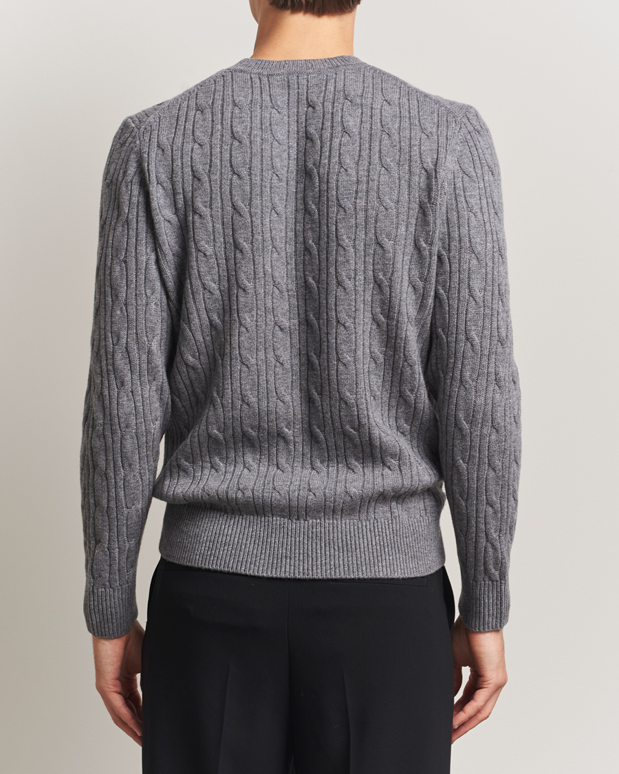 Hombres | Jerséis y prendas de punto | BOSS BLACK | Hetico Wool/Cashmere Cable Sweater Medium Grey