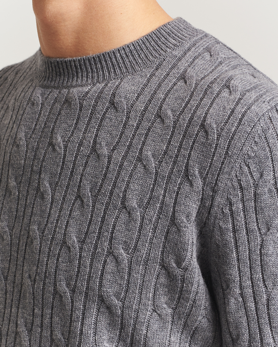 Hombres | Jerséis y prendas de punto | BOSS BLACK | Hetico Wool/Cashmere Cable Sweater Medium Grey