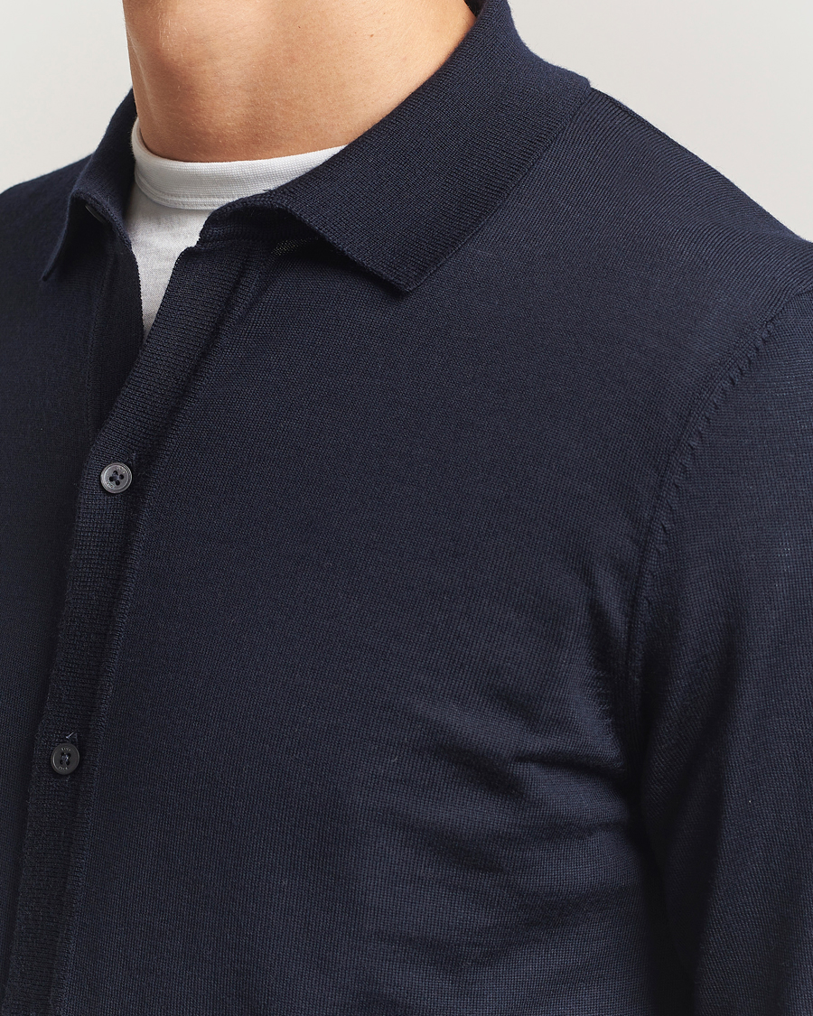 Hombres | Jerséis y prendas de punto | BOSS BLACK | Helbert Wool Cardigan Dark Blue