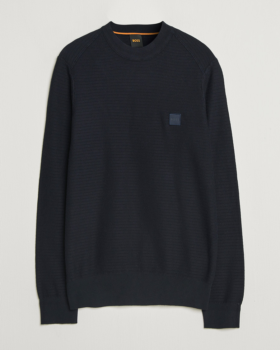 Hombres | Jerséis y prendas de punto | BOSS ORANGE | Anion Knitted Sweater Dark Blue