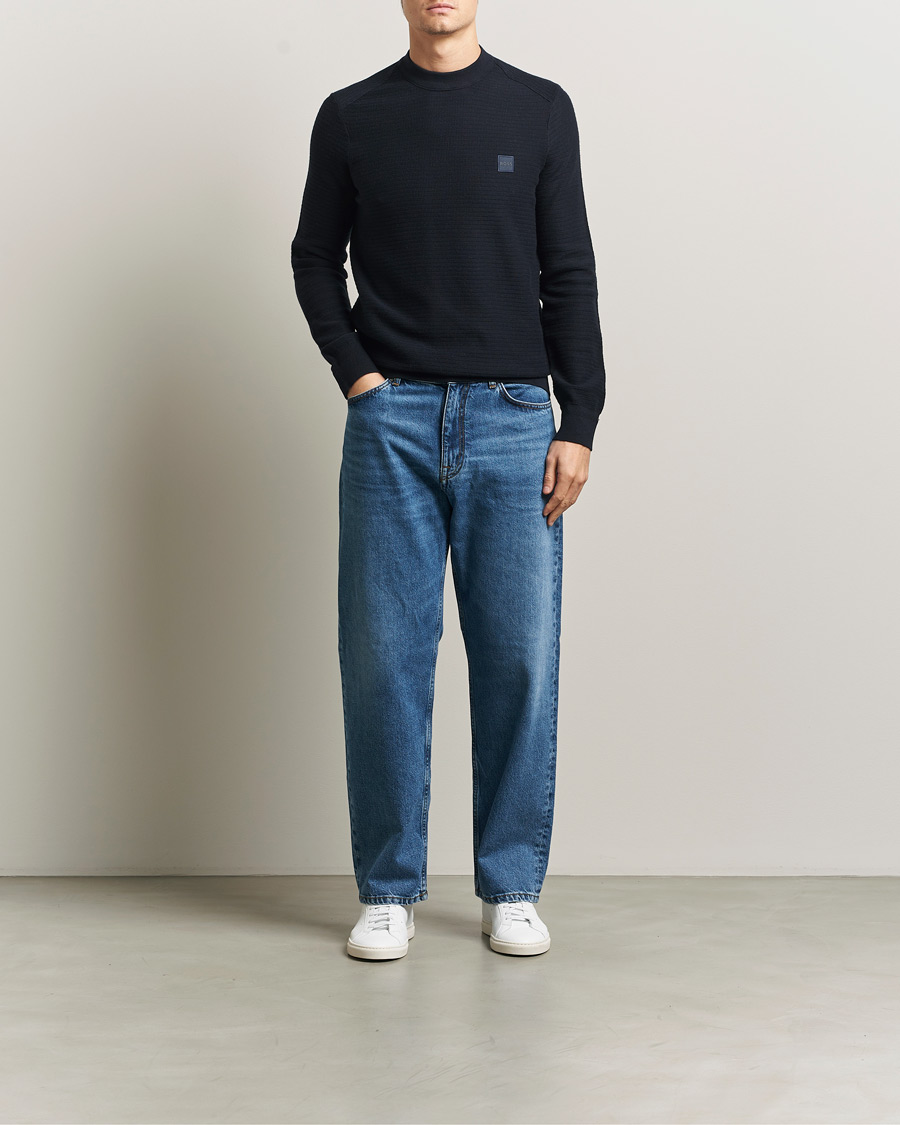 Hombres | Jerséis y prendas de punto | BOSS ORANGE | Anion Knitted Sweater Dark Blue