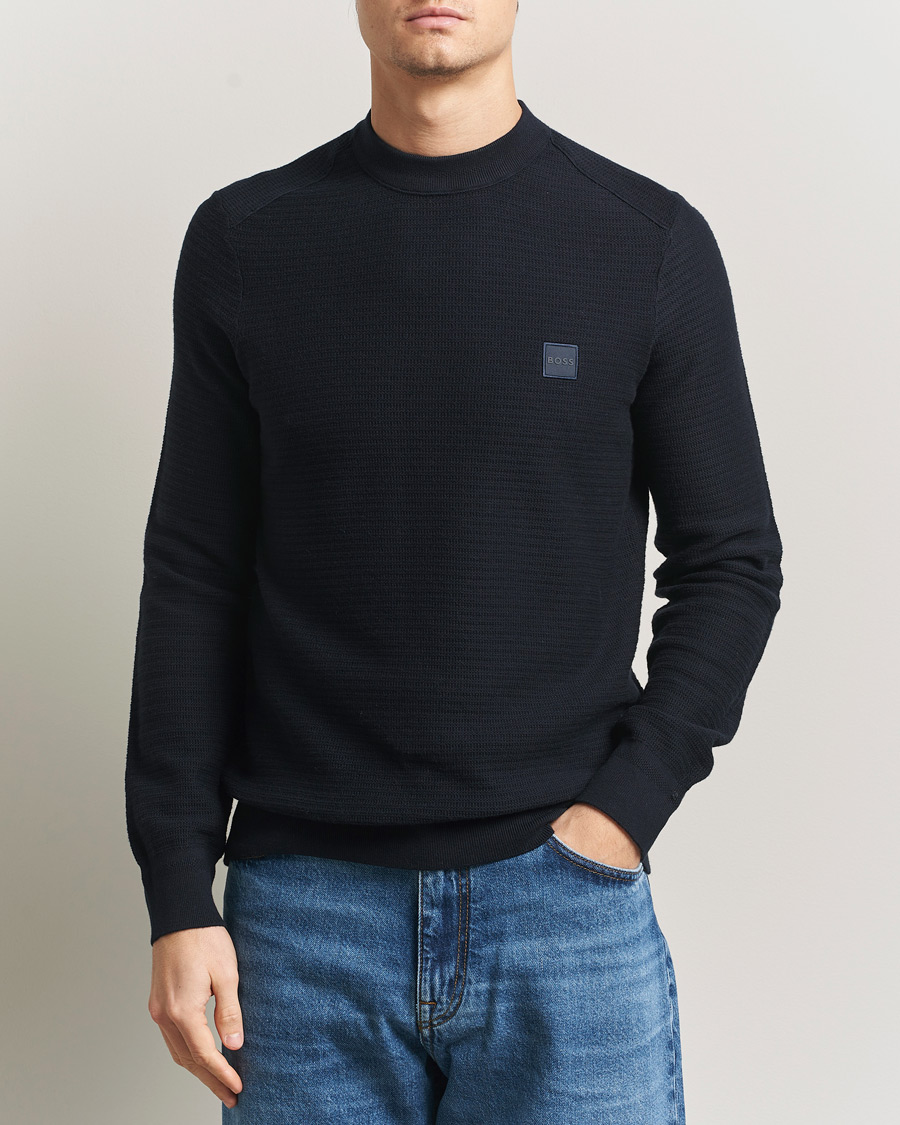 Hombres | Jerséis y prendas de punto | BOSS ORANGE | Anion Knitted Sweater Dark Blue